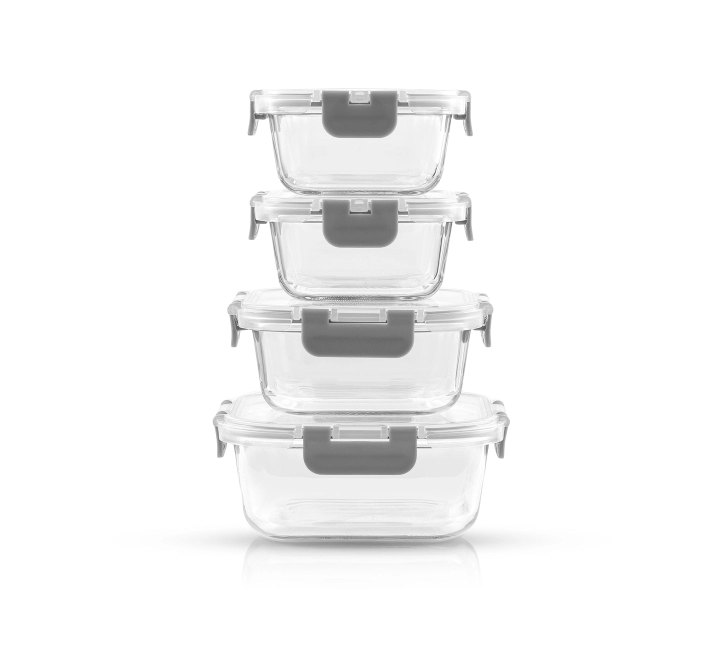 12 Glass Storage Containers With Grey Leakproof Lids