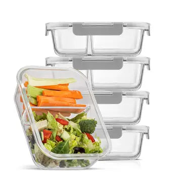 Sectional Food Prep Storage Containers - Set of 5