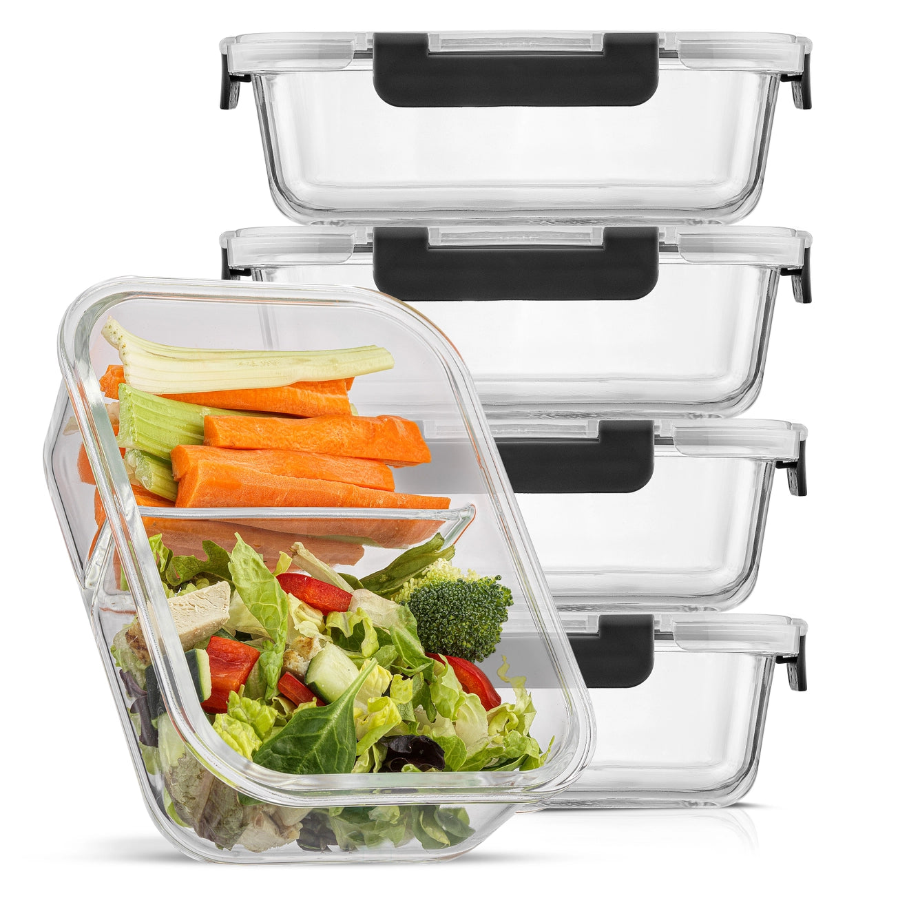 Sectional Food Prep Storage Containers - Set of 5