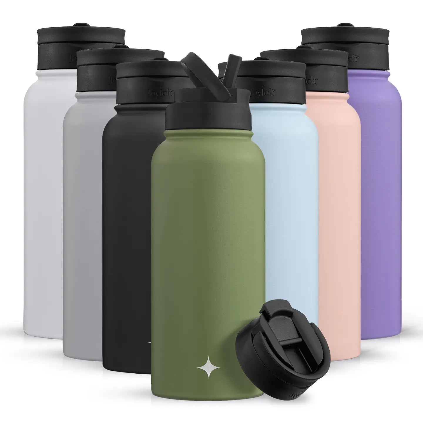 Stainless Steel Water Bottle with Flip Lid & Sport Straw