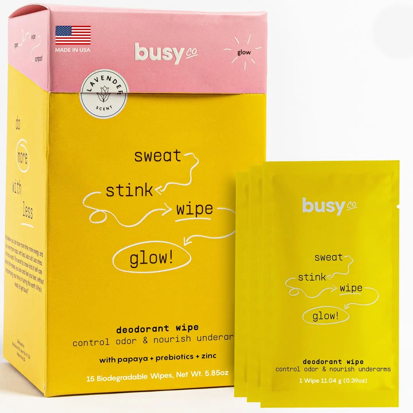 Glow Deodorant Wipes with Prebiotics & Zinc - Best Health Wellness